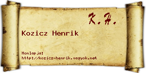 Kozicz Henrik névjegykártya